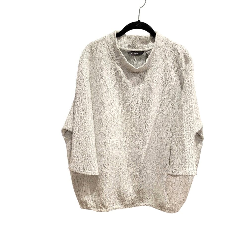 Ulla Popken Lagenlook Tunic‎ Top Sz 3X Women's Mock Collar Midi Sleeve Oversized